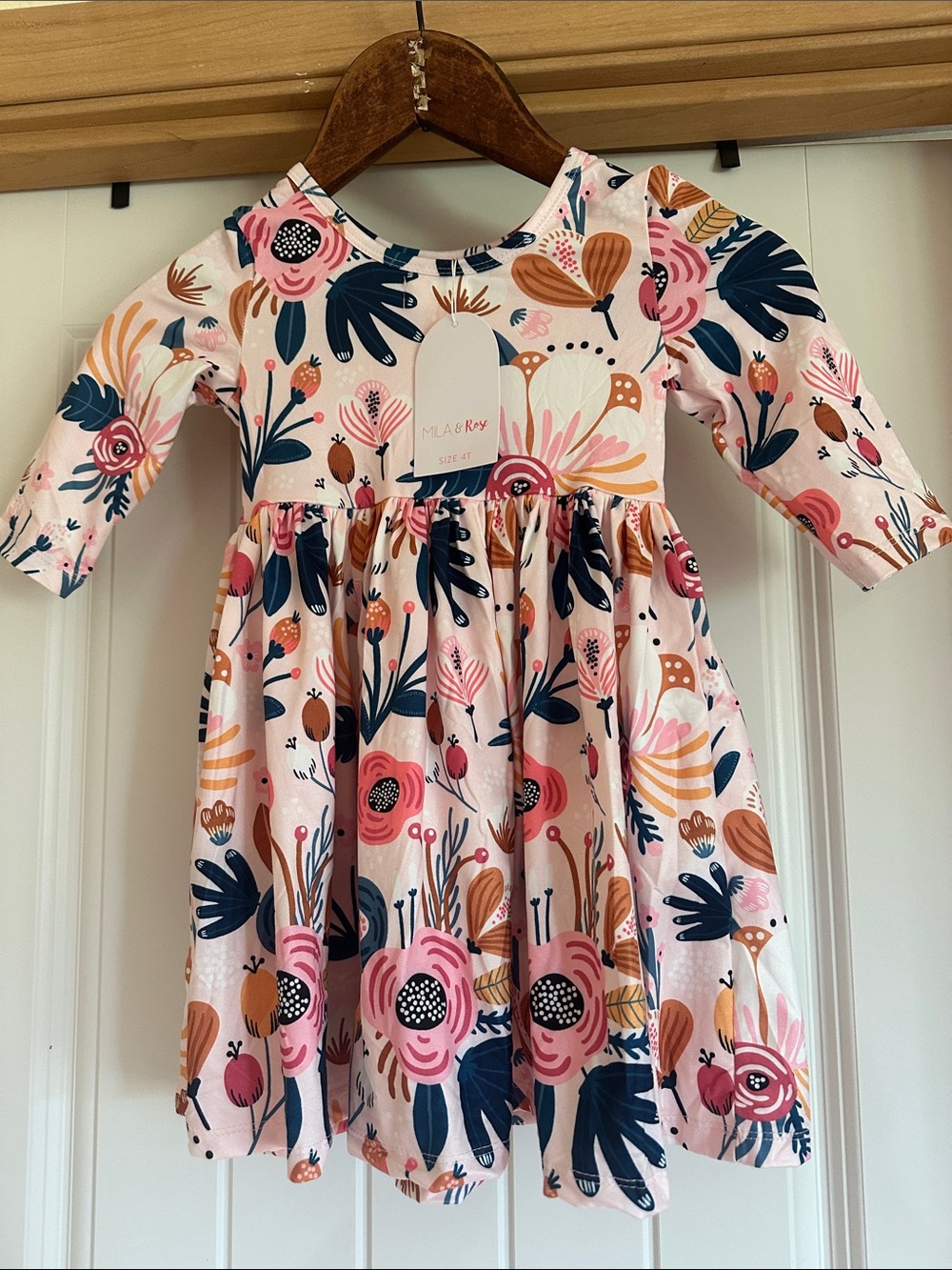 Mila & Rose Pink Floral Long Sleeve Casual Dress for Girls